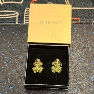 Heidi Daus Frog Earrings with Vibrant Crystals omega